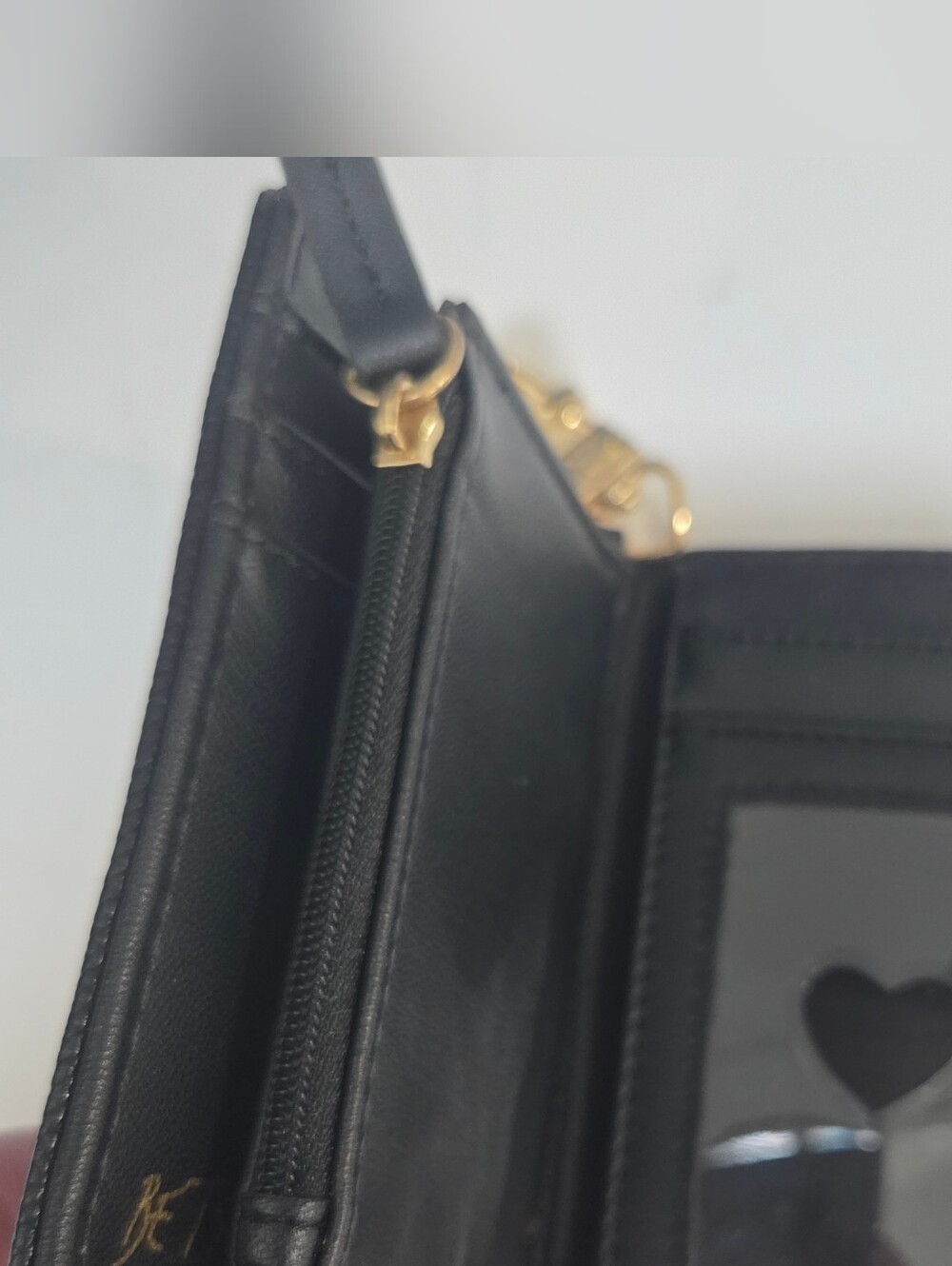 Betsey Johnson Card Holder Wallet Wristlet Keychain Faux Leather Black - Picture 14 of 14